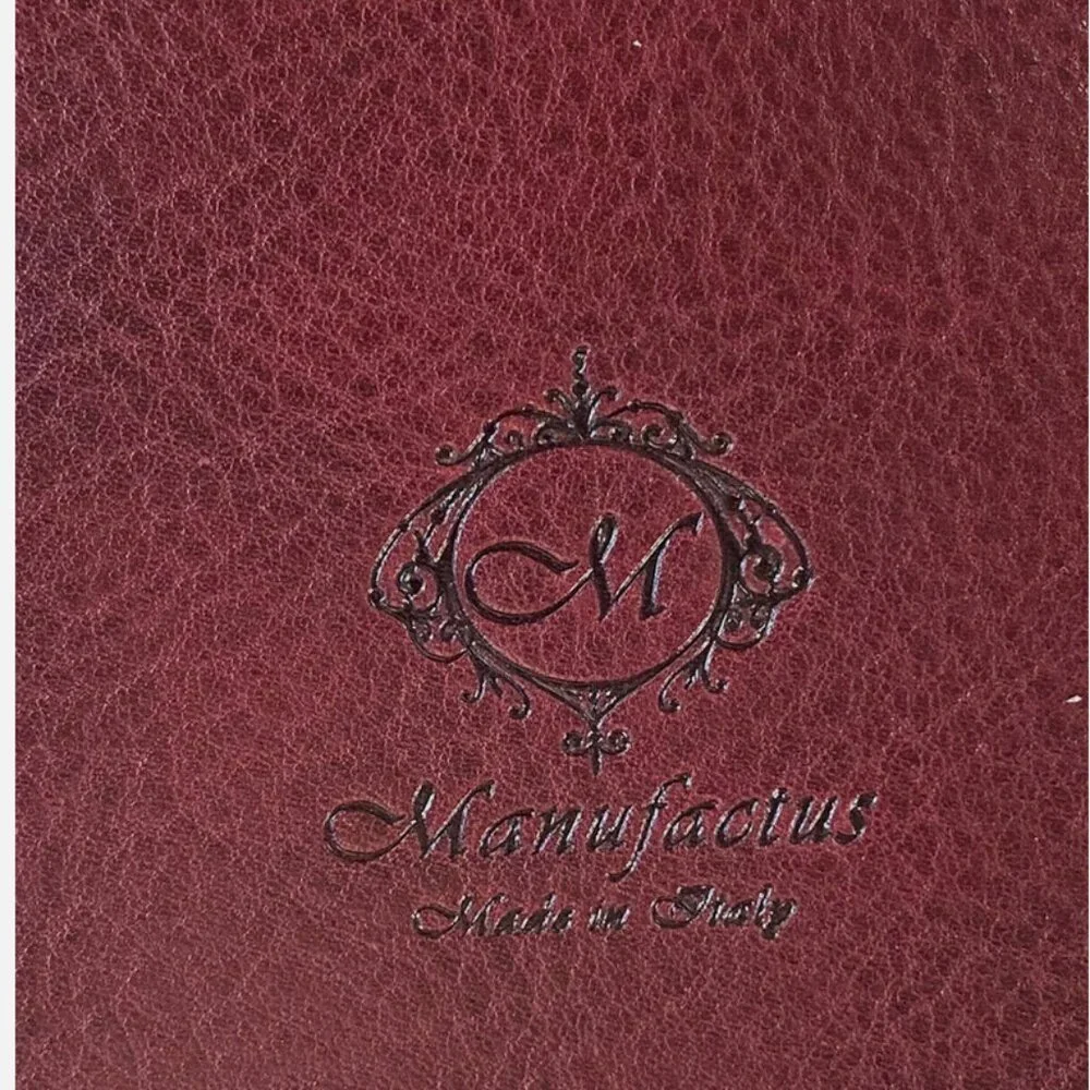 Manufactus World Map Journal Burgundy Leather Wrap Made in Italy